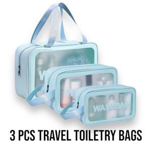 3 PCS Travel Toiletry Organizer Translucent Waterproof Bags for Women Men